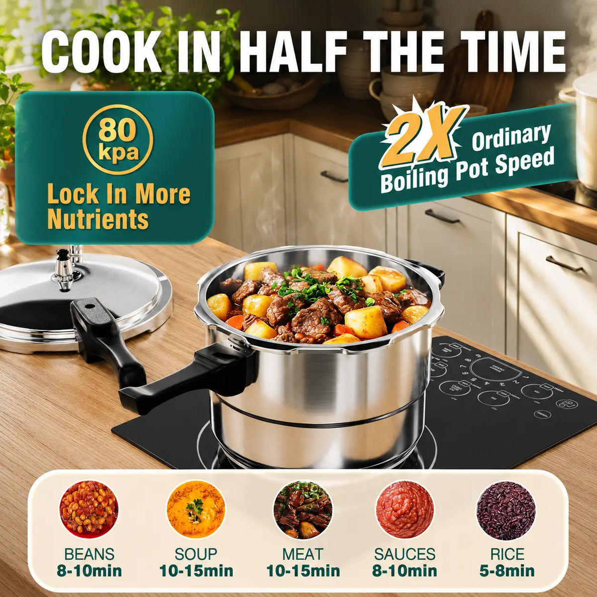 Stainless Steel Stovetop Pressure Cooker – 4–11 Qt