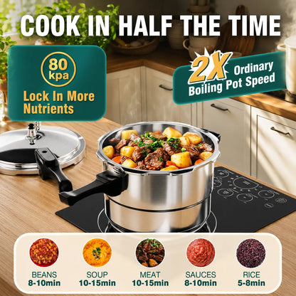Stainless Steel Stovetop Pressure Cooker – 4–11 Qt